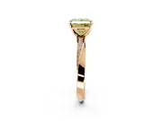 Side Accent Engagement Ring Setting for Fancy Yellow Princess Cut Center with Accent Shoulders and Prong Head in Rose Gold
