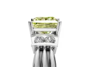 Solitaire Engagement Ring Setting for Fancy Yellow Princess Cut Center with Grooved Bar Accent Band and Prong Head in Sterling Silver