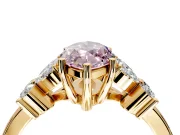 Floral Engagement Ring Setting for Fancy Pink Marquise Center with Marquise Cluster Shoulders and Prong Head in Yellow Gold