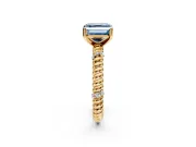 Rope Engagement Ring Setting for Fancy Blue Asscher Cut Center with Accent Shoulders and Prong Head in Yellow Gold