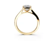 Solitaire Engagement Ring Setting for Radiant Cut Center with Tapered Shoulders and Prong Head in Yellow Gold