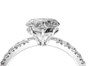 Solitaire Engagement Ring Setting for Heart-Shaped Center with Large Accent Band and Prong Head in Sterling Silver