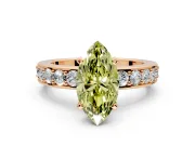 Solitaire Engagement Ring Setting for Fancy Yellow Marquise Center with Channel-Set Accents and Prong Head in Rose Gold