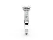 Solitaire Engagement Ring Setting for Emerald Cut Center with Princess Cut Channel Band and Prong Head in Platinum
