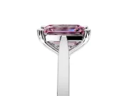 Solitaire Engagement Ring Setting for Fancy Pink Emerald Cut Center with Tapered Shoulders and Prong Head in Sterling Silver