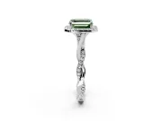 Halo Engagement Ring Setting for Fancy Green Asscher Cut Center with Twist Band and Prong Head in Platinum