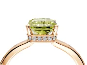 Hidden Halo Engagement Ring Setting for Fancy Yellow Radiant Cut Center with Wide Flat Plain Band and Prong Head in Rose Gold