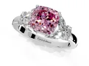Solitaire Engagement Ring Setting for Fancy Pink Cushion Cut Center with Marquise Flower Shoulders and Prong Head in White Gold