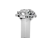 Halo Engagement Ring Setting for Heart-Shaped Center with Knife Ridge Cathedral Band and Prong Head in Platinum