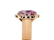 Halo Engagement Ring Setting for Fancy Pink Oval Center with Knife Ridge Cathedral Band and Prong Head in Rose Gold