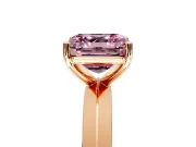 Solitaire Engagement Ring Setting for Fancy Pink Asscher Cut Center with Wide Knife Ridge Band and Prong Head in Rose Gold