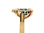 Single Halo Engagement Ring Setting for Fancy Green Heart-Shaped Center with Corner Claws, Plain Band and Prong Head in Yellow Gold