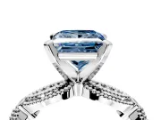 Solitaire Engagement Ring Setting for Fancy Blue Princess Cut Center with Marquise Panel Band and Prong Head in Platinum
