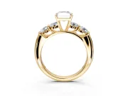 5 Stone Engagement Ring Setting for Radiant Cut Center with Graduated Accents and Prong Head in Yellow Gold