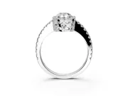 Accent Halo Engagement Ring Setting for Pear-Shaped Center with Full-Length Pave Band and Prong Head in Sterling Silver