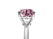 Minimalist Solitaire Engagement Ring Setting for Fancy Pink Round Cut Center with Thin Band and Prong Head in Platinum