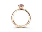 Solitaire Engagement Ring Setting for Fancy Pink Pear-Shaped Center with Shared-Prong Accents and Prong Head in Rose Gold