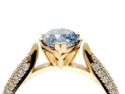 Solitaire Engagement Ring Setting for Fancy Blue Marquise Center with Multi-Row Accents and Prong Head in Yellow Gold