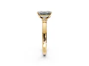 Solitaire Engagement Ring Setting for Emerald Cut Center with Beaded Shoulders and Prong Head in Yellow Gold