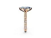 Solitaire Engagement Ring Setting for Fancy Blue Marquise Center with Milgrain-Edged Pave Band and Prong Head in Rose Gold