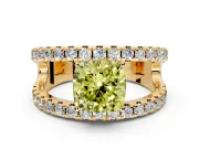 Solitaire Engagement Ring Setting for Fancy Yellow Cushion Cut Center with Wide-Open Split Shank and Prong Head in Yellow Gold