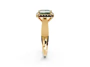 Halo Engagement Ring Setting for Fancy Green Princess Cut Center with Square Band and Prong Head in Yellow Gold