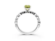 Solitaire Engagement Ring Setting for Fancy Yellow Emerald Cut Center with Beaded Bezel Station Band and Prong Head in Platinum