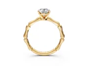 Solitaire Engagement Ring Setting for Oval Center with Bamboo Band and Prong Head in Yellow Gold