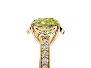 Floral Engagement Ring Setting for Fancy Yellow Cushion Cut Center with Four Accent Clusters and Prong Head in Yellow Gold