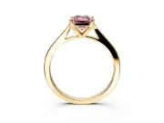 Solitaire Engagement Ring Setting for Fancy Pink Emerald Cut Center with Tapered Shoulders and Prong Head in Yellow Gold