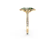 Halo Engagement Ring Setting for Fancy Green Marquise Center with Pave Accents, Heart Basket and Prong Head in Yellow Gold