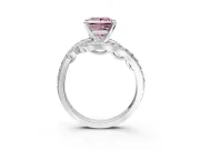 Solitaire Engagement Ring Setting for Fancy Pink Princess Cut Center with Pave Bypass Twist Band and Prong Head in White Gold