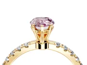 Open Basket Engagement Ring Setting for Fancy Pink Pear-Shaped Center with Pave Band and Prong Head in Yellow Gold