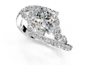 Solitaire Engagement Ring Setting for Cushion Cut Center with Filigree Band and Prong Head in Platinum