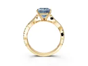 Solitaire Engagement Ring Setting for Fancy Blue Princess Cut Center with Twisted Pave Split Shank and Prong Head in Yellow Gold