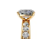 Solitaire Engagement Ring Setting for Emerald Cut Center with Channel-Set Accents and Prong Head in Yellow Gold