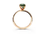 Solitaire Engagement Ring Setting for Fancy Green Radiant Cut Center with Micro Pave Band and Prong Head in Rose Gold