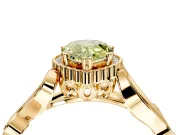 Halo Engagement Ring Setting for Fancy Yellow Pear-Shaped Center with Leaf Motif Split Shank and Prong Head in Yellow Gold