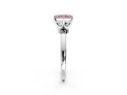 Solitaire Engagement Ring Setting for Fancy Pink Radiant Cut Center with Plain Band and Tulip Prong Head in Sterling Silver