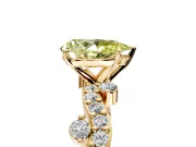 Solitaire Engagement Ring Setting for Fancy Yellow Pear-Shaped Center with Bar-Station Pave Twist and Prong Head in Yellow Gold