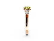 5 Stone Engagement Ring Setting for Fancy Yellow Cushion Cut Center with Equal Close-Set Accents and Prong Head in Rose Gold