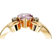 Solitaire Engagement Ring Setting for Fancy Pink Pear-Shaped Center with Twisted Band and Scroll Prong Head in Yellow Gold
