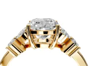 Floral Engagement Ring Setting for Cushion Cut Center with Marquise Cluster Shoulders and Prong Head in Yellow Gold