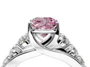 Solitaire Engagement Ring Setting for Fancy Pink Cushion Cut Center with Graduated Shared Prongs and Prong Head in Sterling Silver
