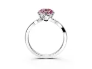 Solitaire Engagement Ring Setting for Fancy Pink Round Cut Center with Plain Split Shank and Prong Head in Sterling Silver