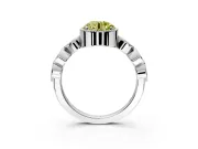 Vintage Station Engagement Ring Setting for Fancy Yellow Round Cut Center with Accents and Prong Head in Platinum