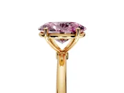 Solitaire Engagement Ring Setting for Fancy Pink Oval Center with Straight Thin Band and Prong Head in Yellow Gold