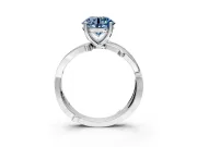 Solitaire Engagement Ring Setting for Fancy Blue Round Cut Center with Pave and Plain Crossover Band and Prong Head in Platinum