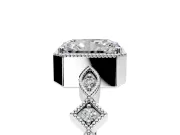 Milgrain Bezel Engagement Ring Setting for Radiant Cut Center with Marquise Stations and Bezel Head in Sterling Silver