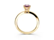 Solitaire Engagement Ring Setting for Fancy Pink Emerald Cut Center with Plain Band and Tulip Prong Head in Yellow Gold